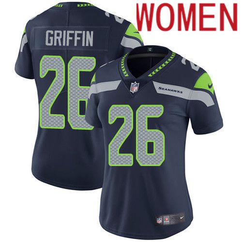 Women Seattle Seahawks #26 Shaquill Griffin Nike Navy Vapor Limited NFL Jersey->women nfl jersey->Women Jersey